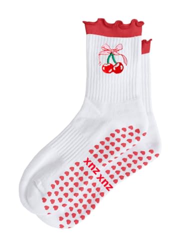 Cute Pilates Crew Socks with Grip