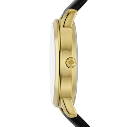 Kate Spade New York women's metro three-hand puppy black leather band watch (Model: KSW9069)