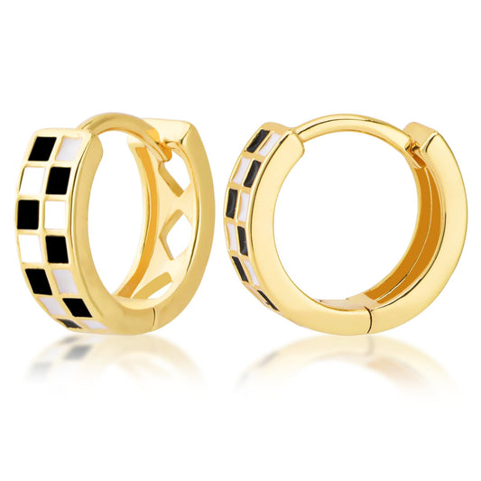 Small Checkered Hoop Earring