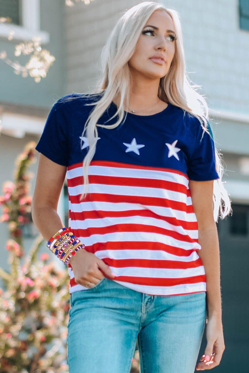 Red White and Blue Bracelet Stack