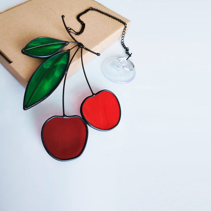 Cherry Stained Glass Hanging