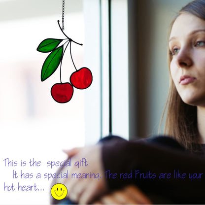 Cherry Stained Glass Hanging