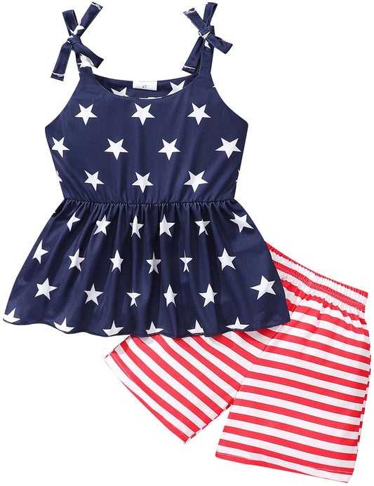 Red White and Blue Tank and Short Set for Girl
