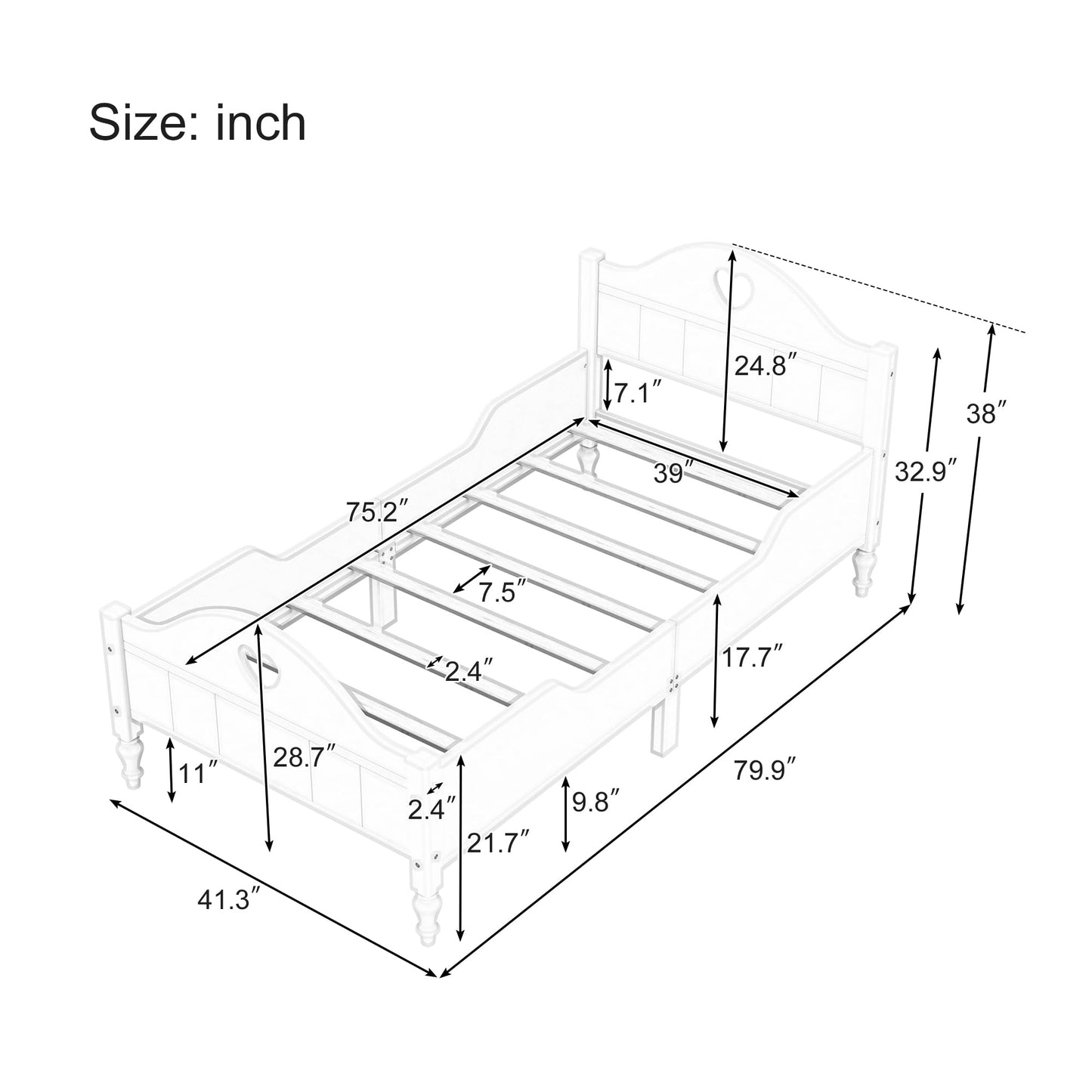 Heart Shaped Headboard and Bed Frame