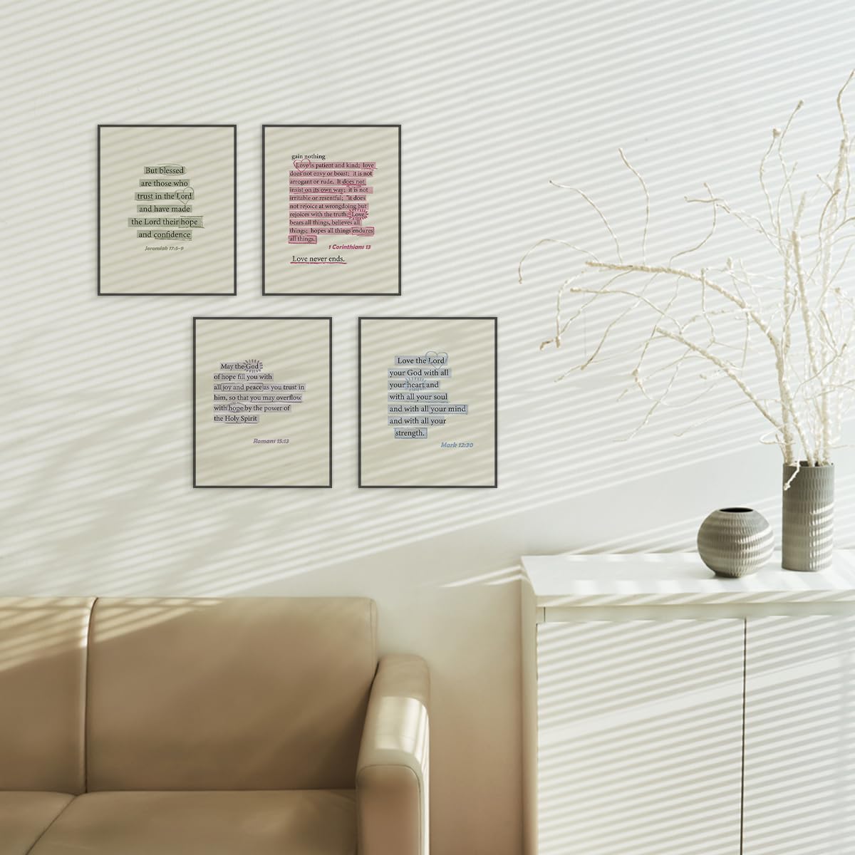 ETVISO Christian Wall Art Set of 4, Dorm Decor for College Girls, Trendy Preppy Inspirational Bible Verses Wall Art Prints for Women Girl Bedroom Decorations，Teen Girl Room Decor 8x10 (Unframed)