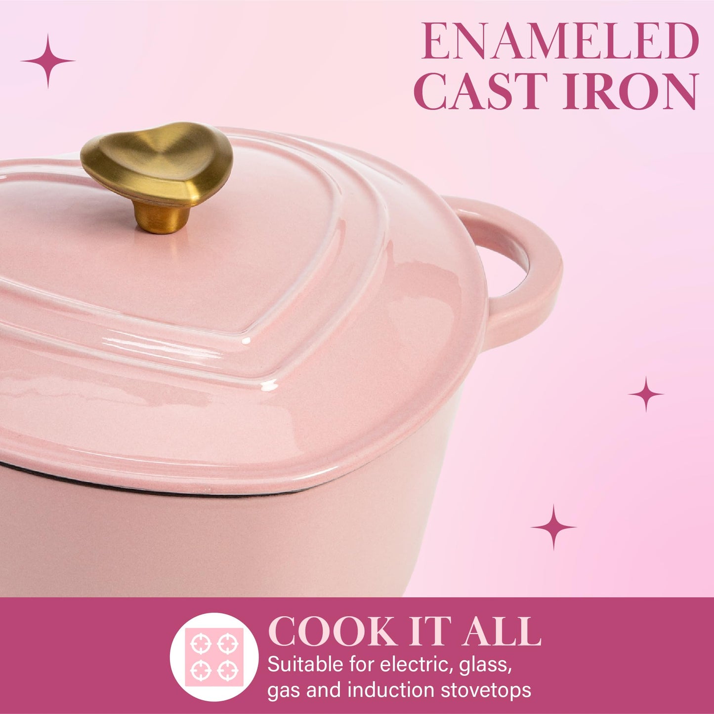 Enameled Cast Iron Dutch Oven Heart-Shaped Pot with Lid