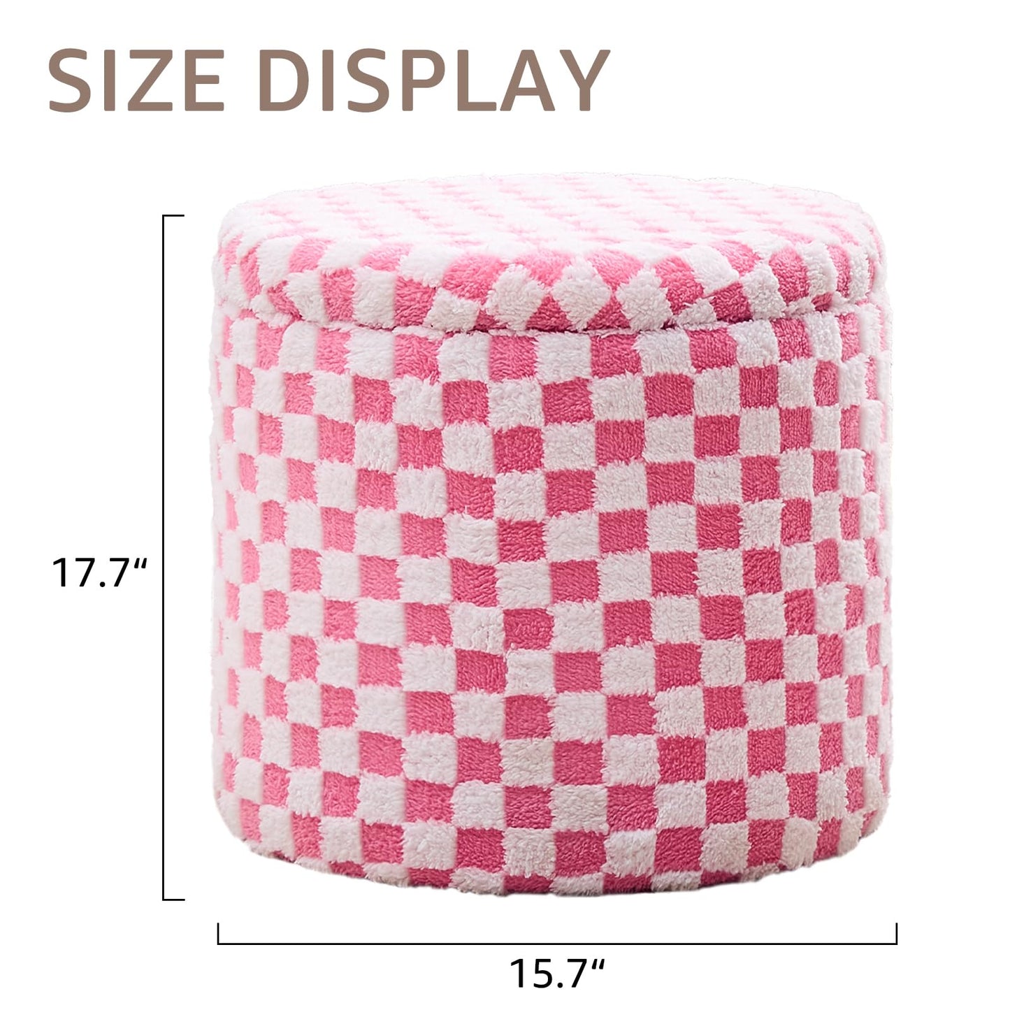 Round Storage Ottoman Soft Faux Fur