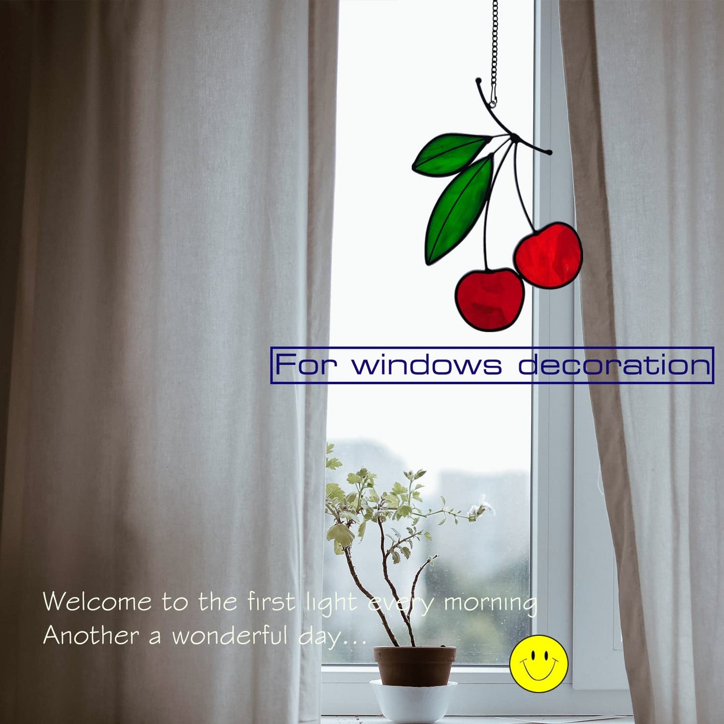 Cherry Stained Glass Hanging
