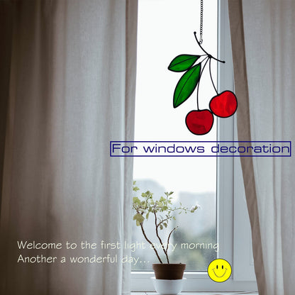 Cherry Stained Glass Hanging