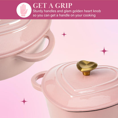 Enameled Cast Iron Dutch Oven Heart-Shaped Pot with Lid