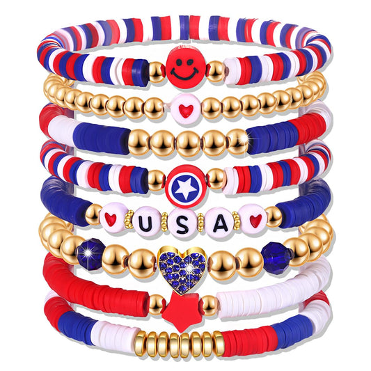 Red White and Blue Bracelet Stack