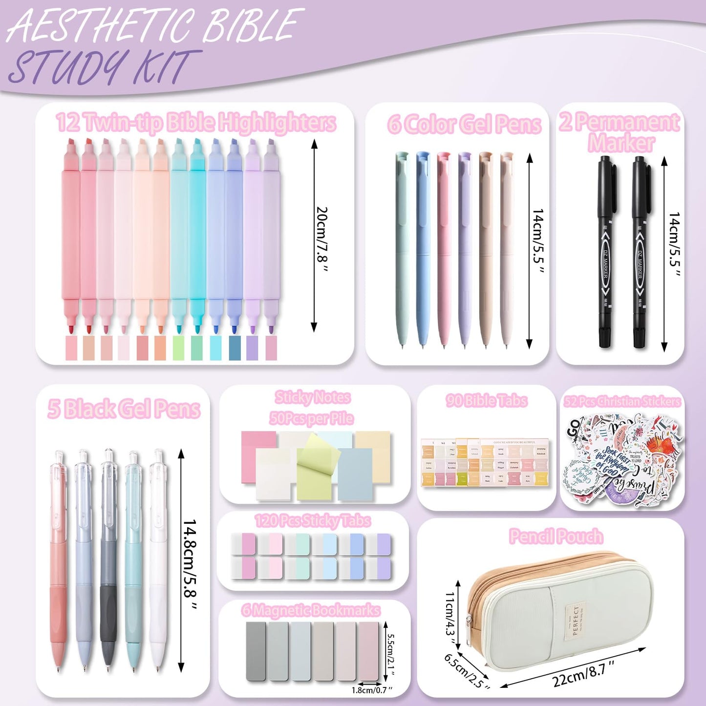 XKDOUS 56 Pcs Bible Study Supplies Journaling Kit for Women, Bible Study Kit Includes Highlighters, Pens, Tabs, Stickers & More for Journaling. Great for Note-Taking, Enhancing Scripture Study