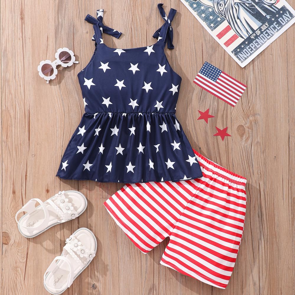 Red White and Blue Tank and Short Set for Girl