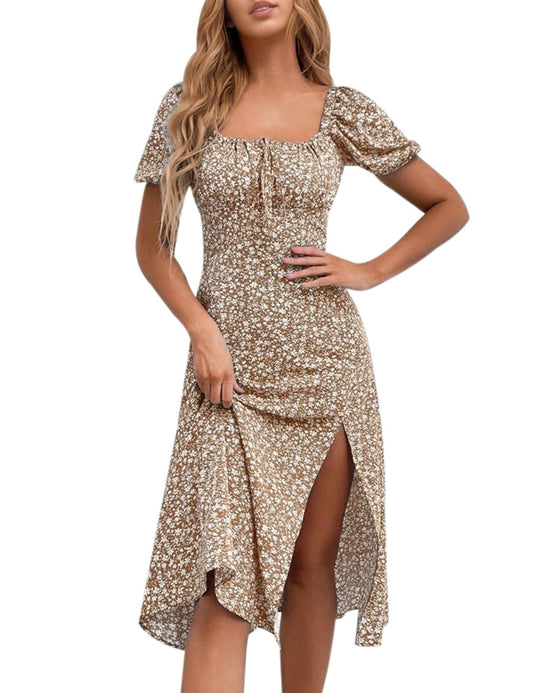 Floral Square Neck Summer Dress