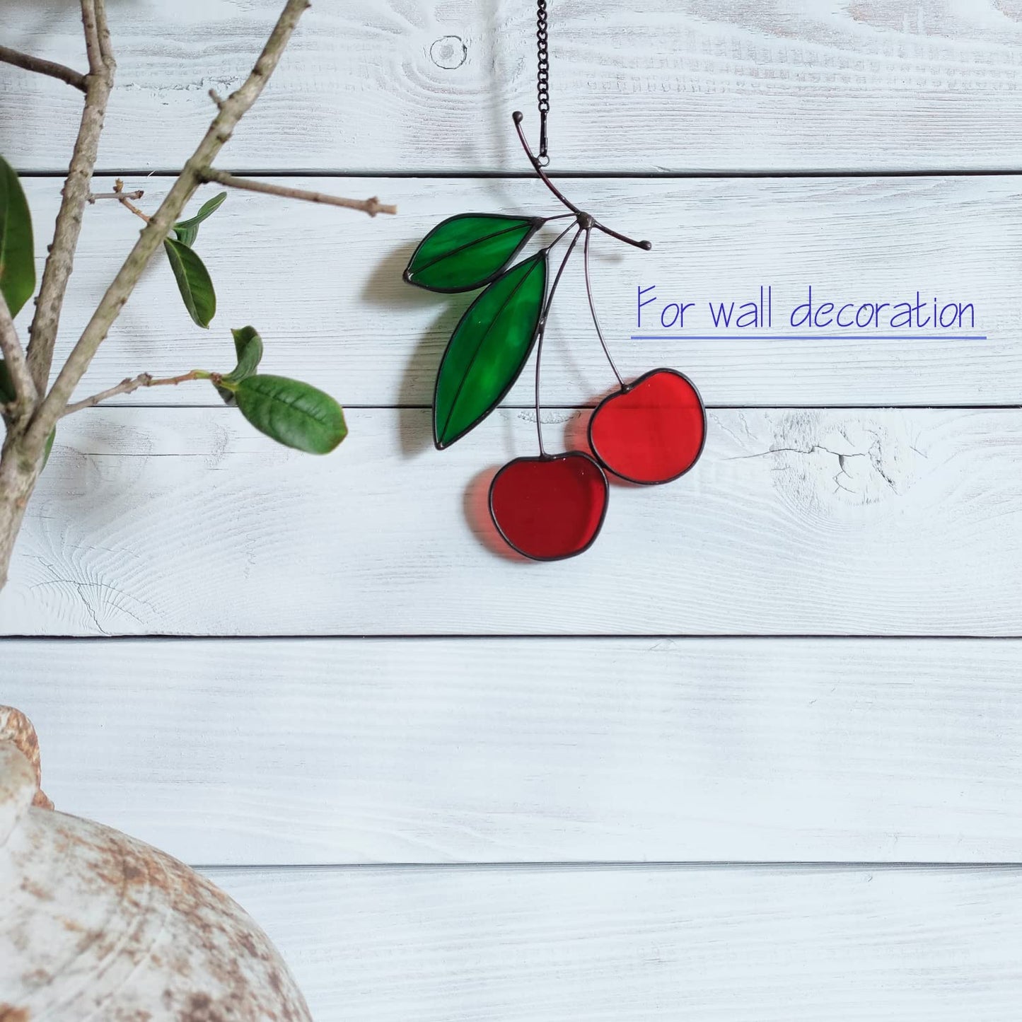 Cherry Stained Glass Hanging