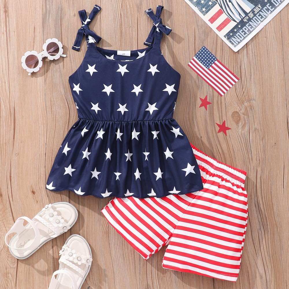 Red White and Blue Tank and Short Set for Girl