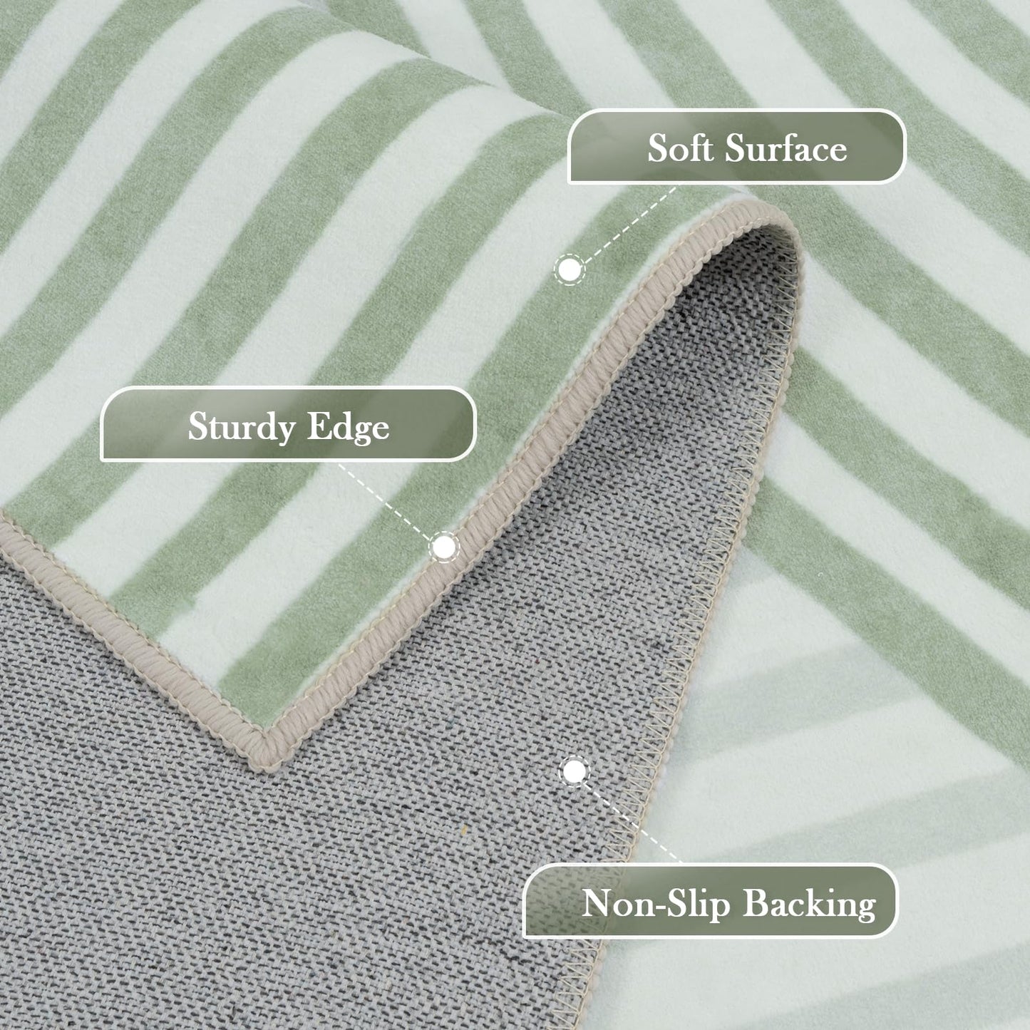 Green Rainbow Area Rugs for Living Room 5x7