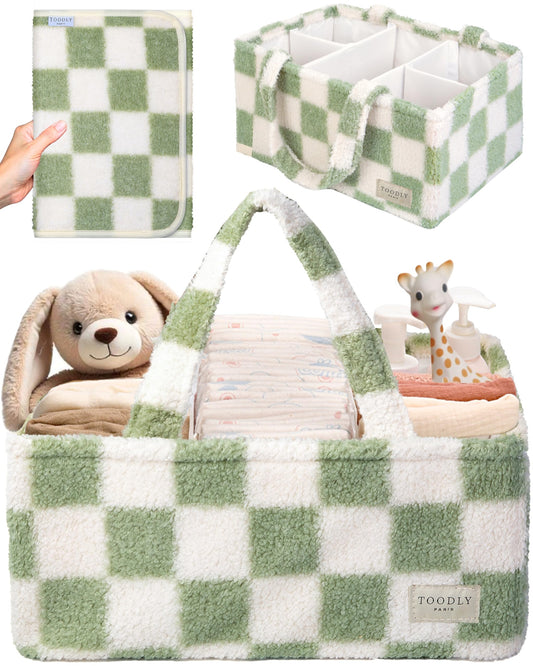 Checkered Diaper Caddy Organizer