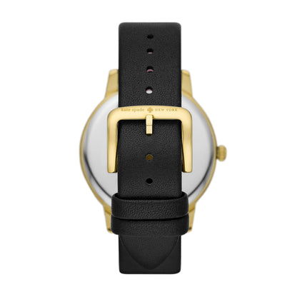 Kate Spade New York women's metro three-hand puppy black leather band watch (Model: KSW9069)