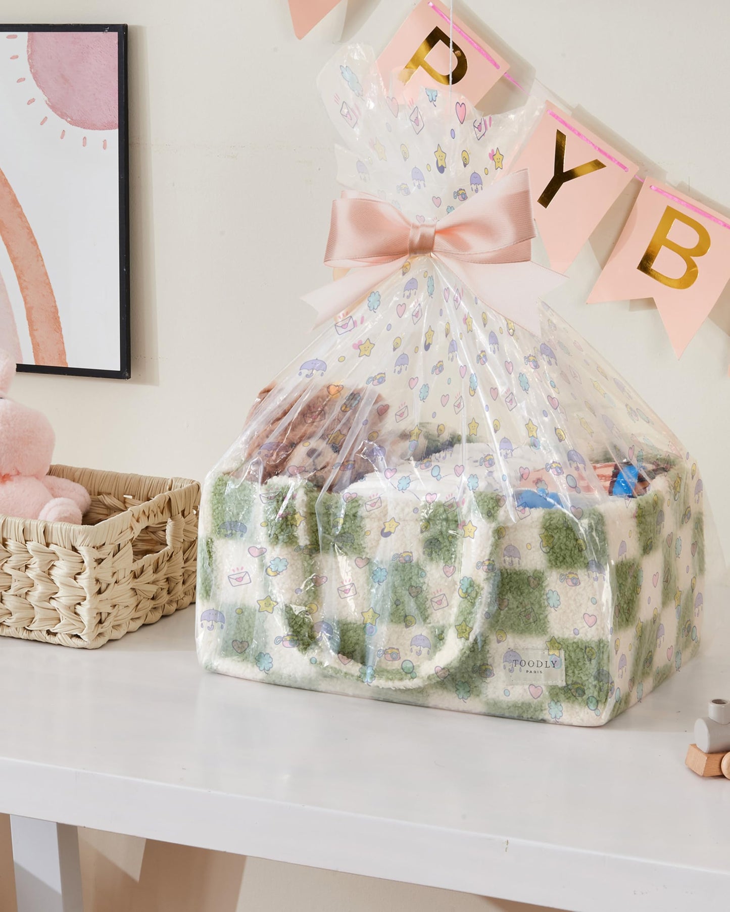 Checkered Diaper Caddy Organizer