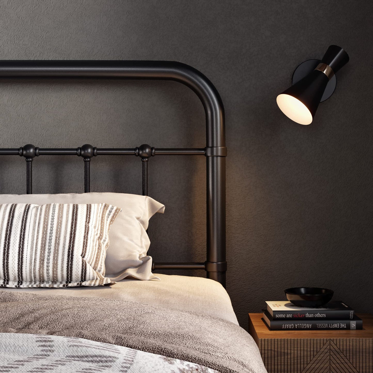 Metal Platform Bed Frame with Victorian Style Wrought Iron