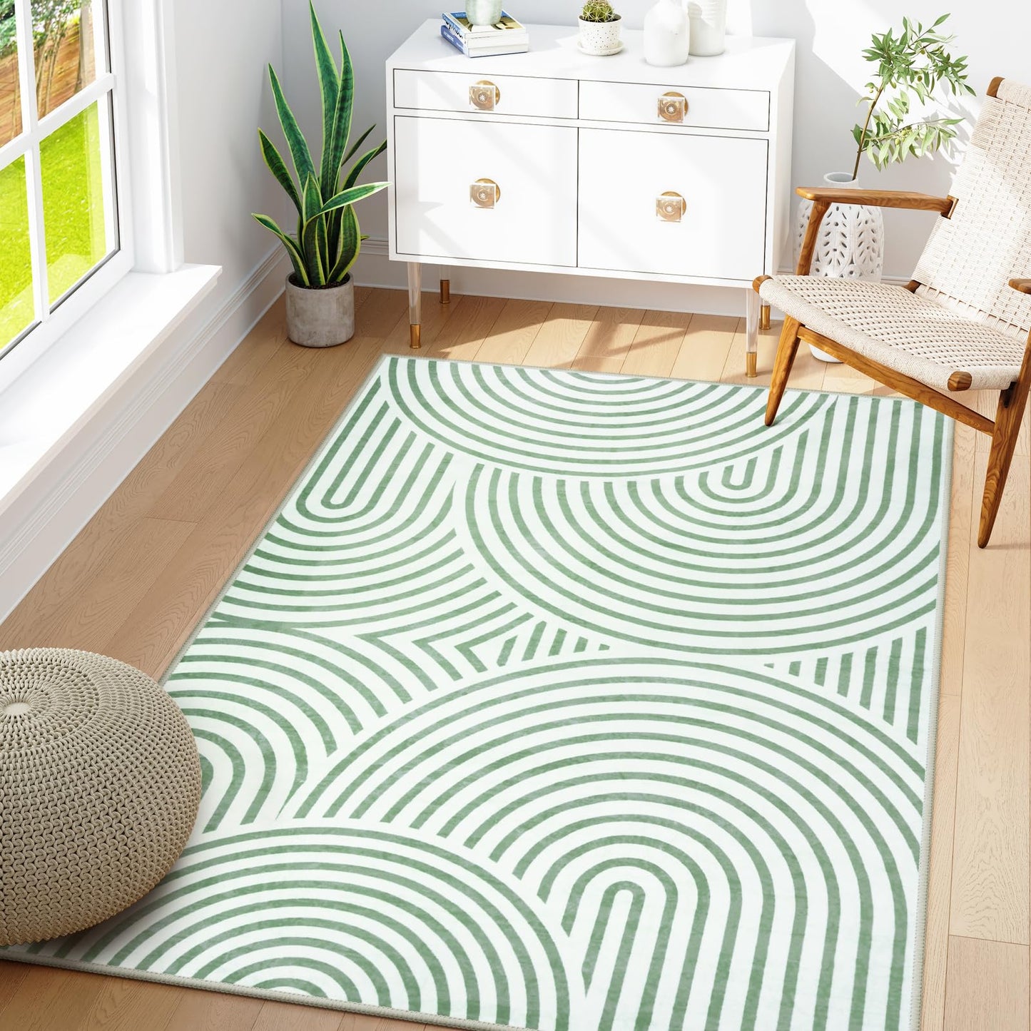 Green Rainbow Area Rugs for Living Room 5x7
