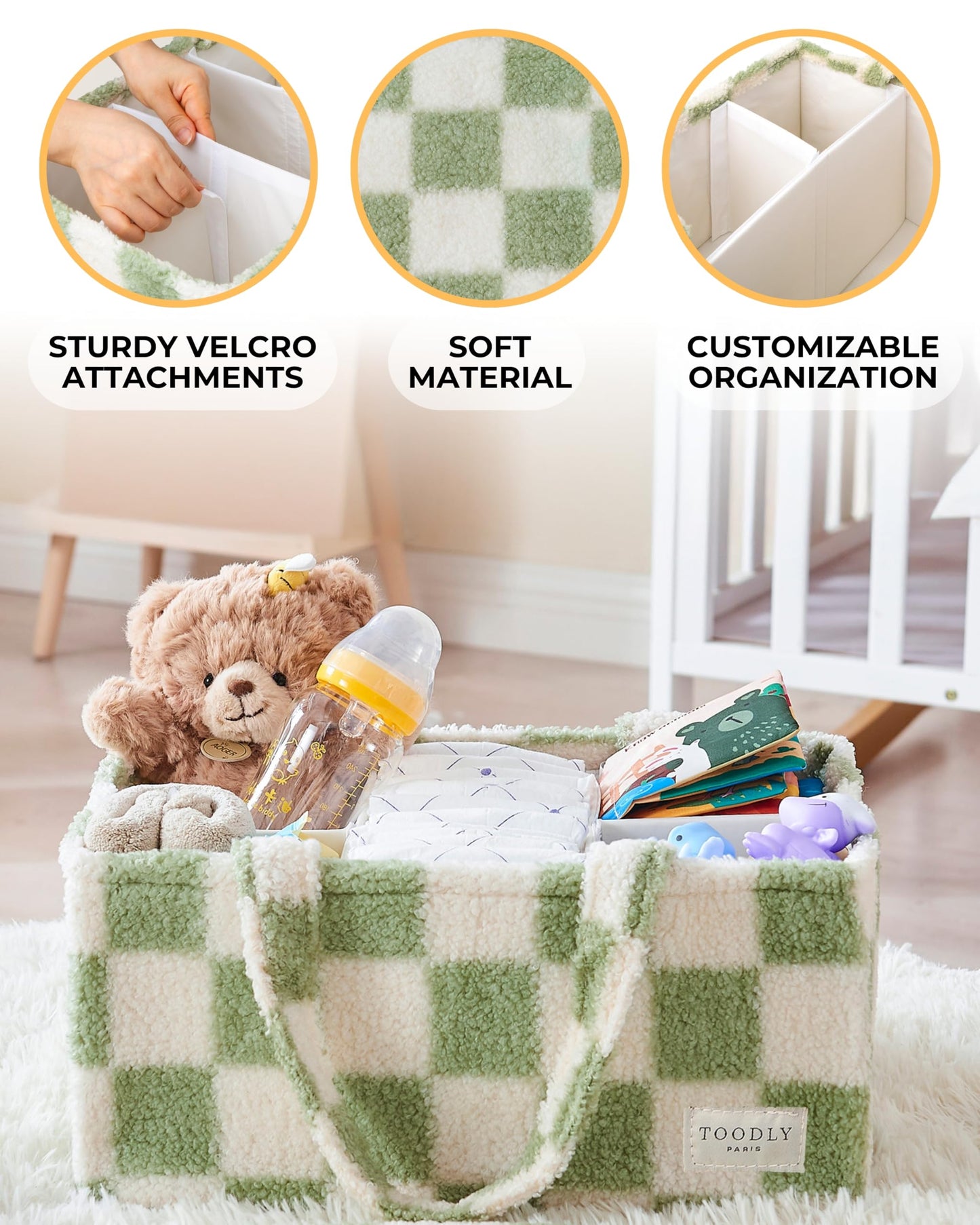 Checkered Diaper Caddy Organizer