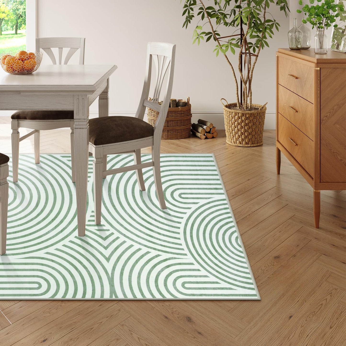 Green Rainbow Area Rugs for Living Room 5x7