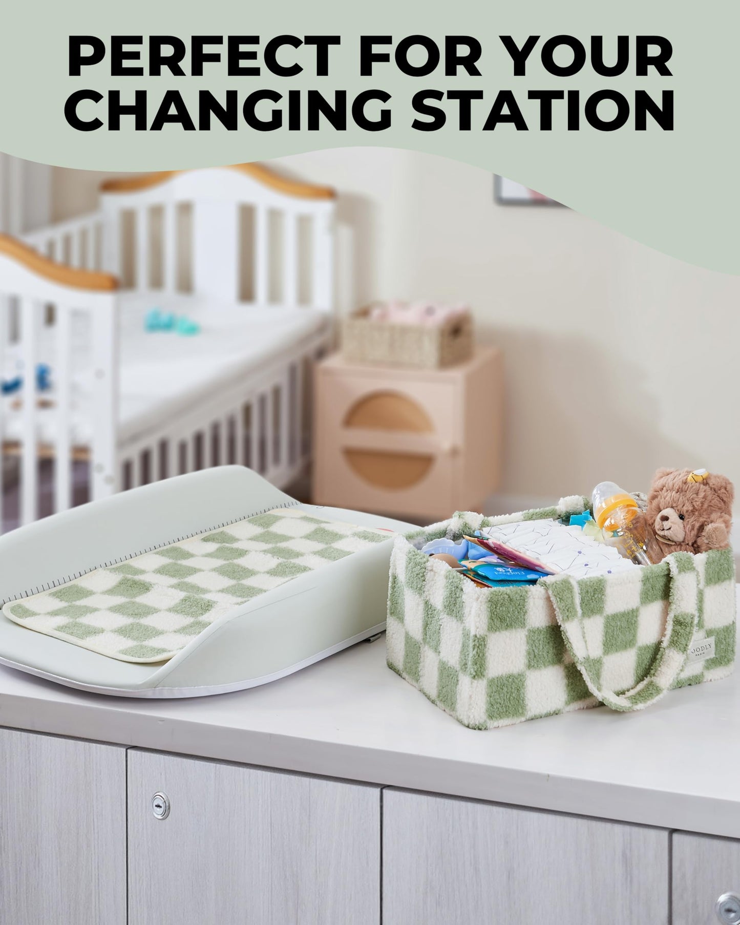 Checkered Diaper Caddy Organizer