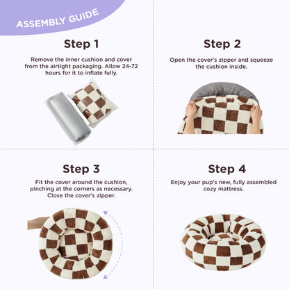 Checkered Donut Dog Bed