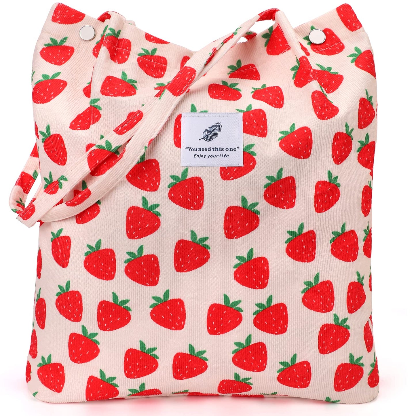 Strawberry Corduroy Tote Bag