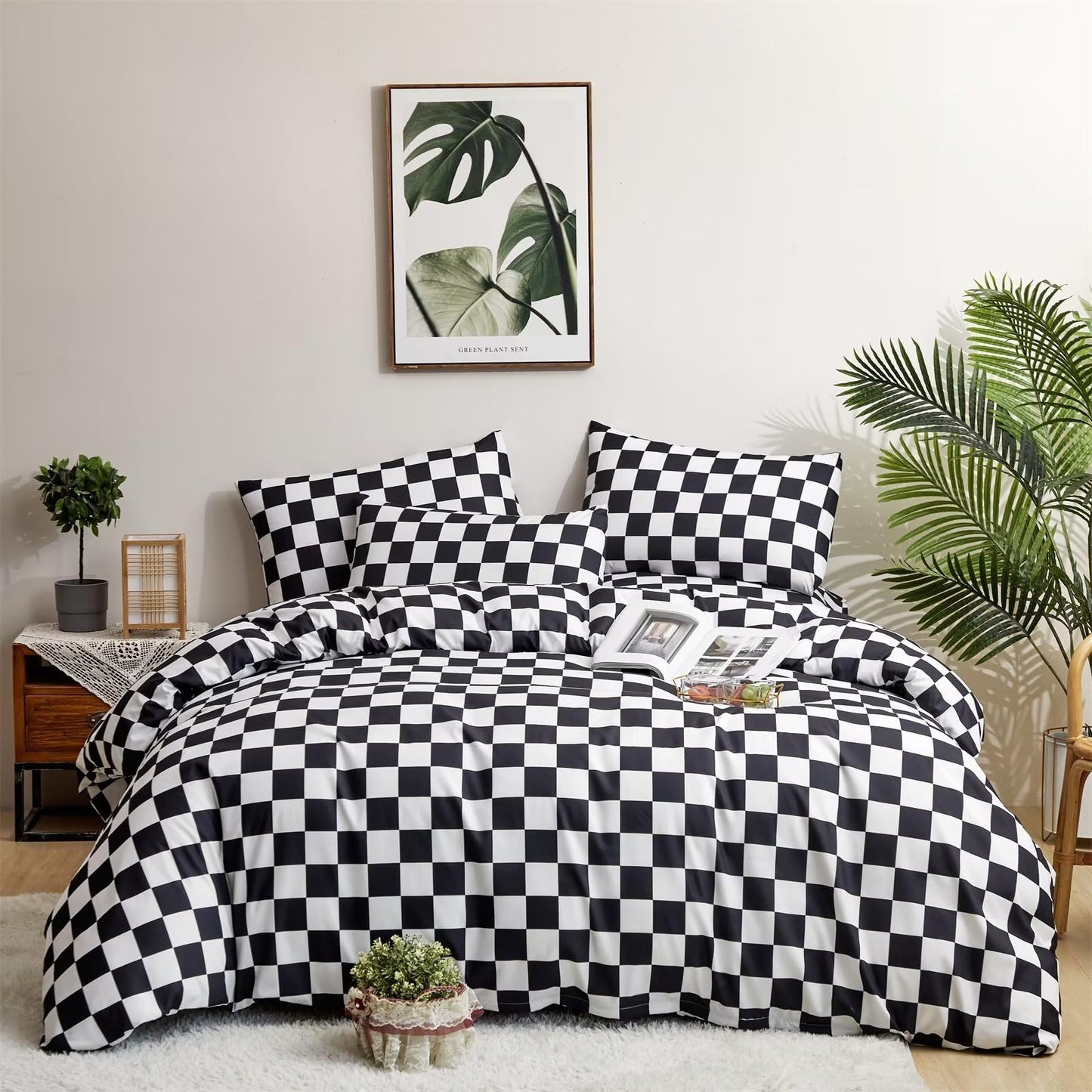 Black + White Checkerboard Comforter