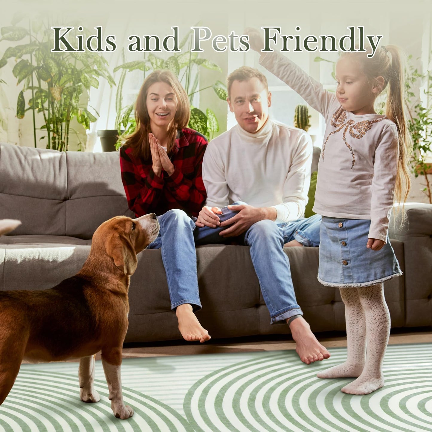Green Rainbow Area Rugs for Living Room 5x7