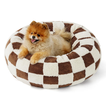 Checkered Donut Dog Bed
