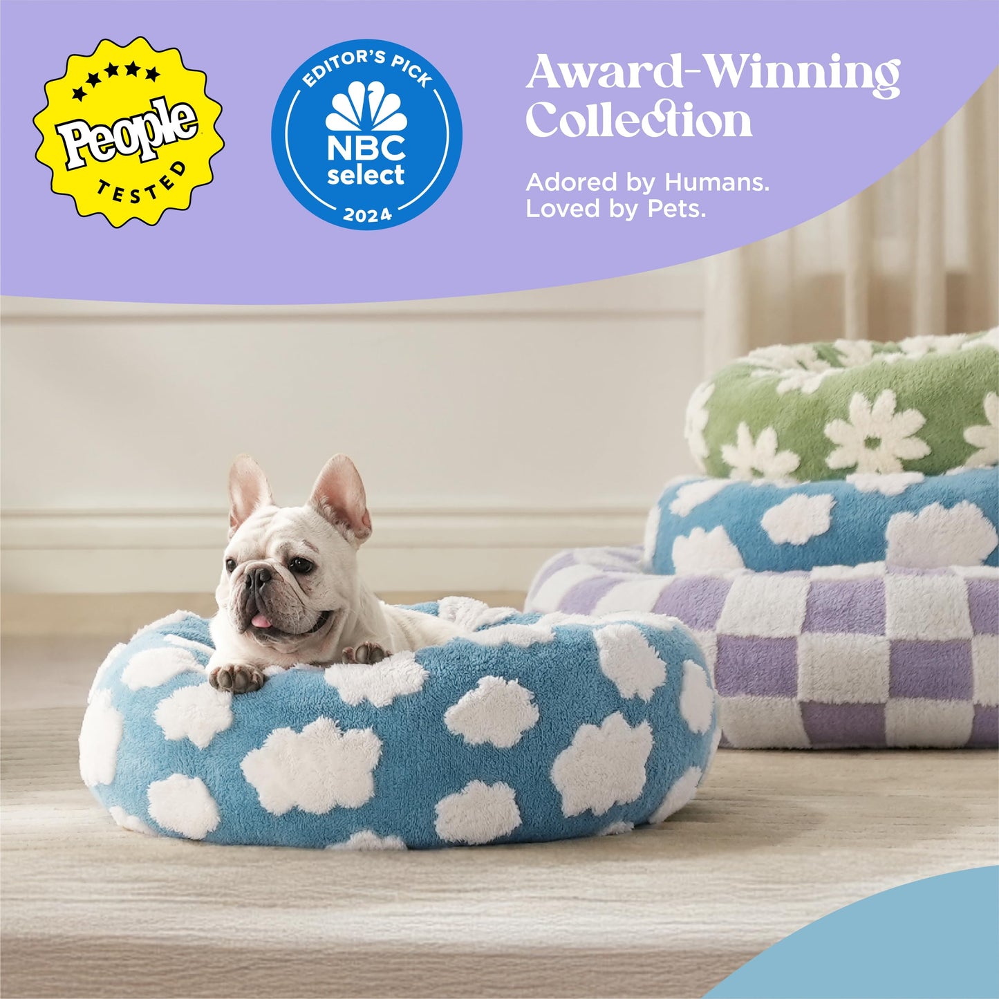 Checkered Donut Dog Bed