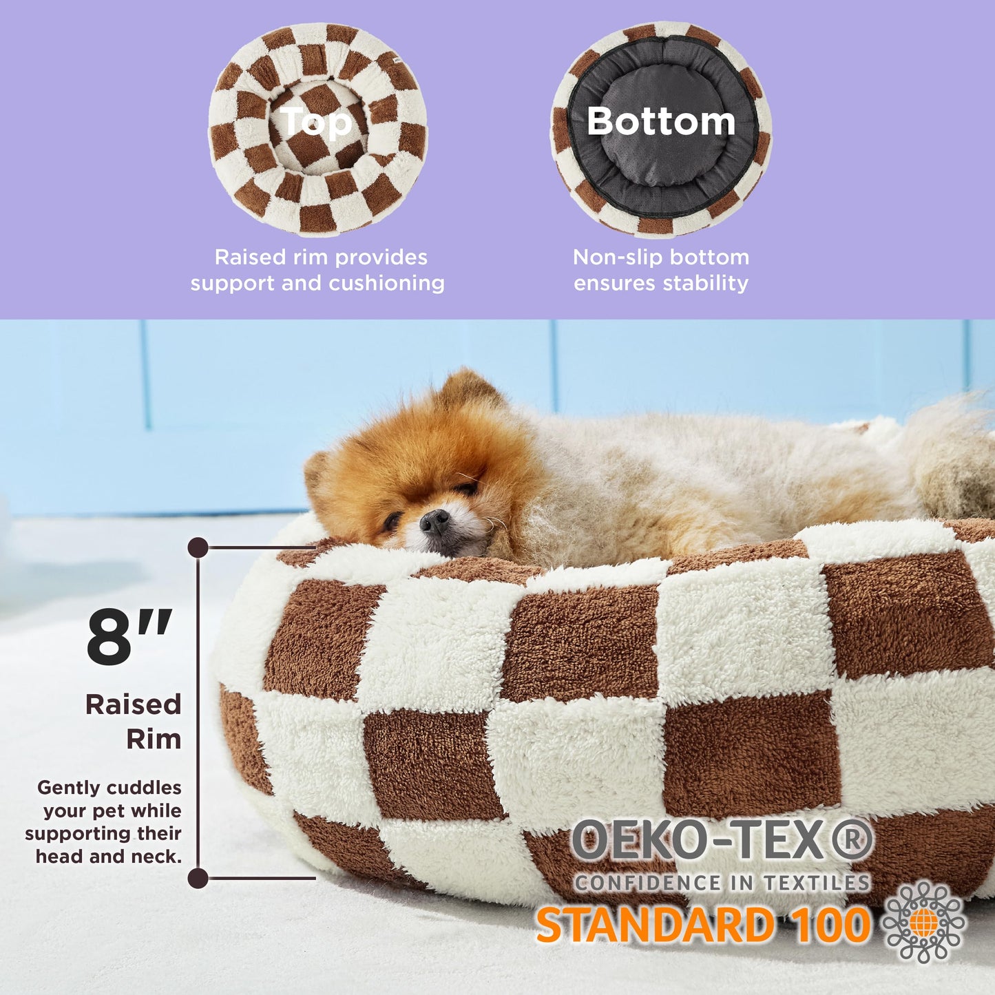 Checkered Donut Dog Bed