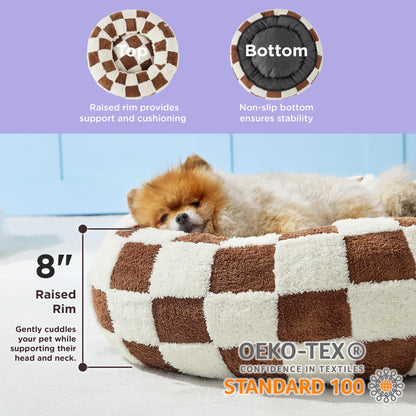 Checkered Donut Dog Bed