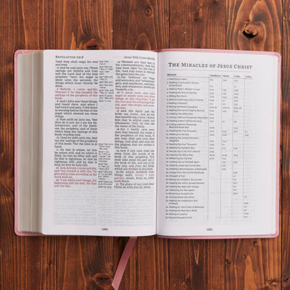 KJV Holy Bible: Large Print with 53,000 Center-Column Cross References, Pink Leathersoft, Red Letter, Comfort Print: King James Version
