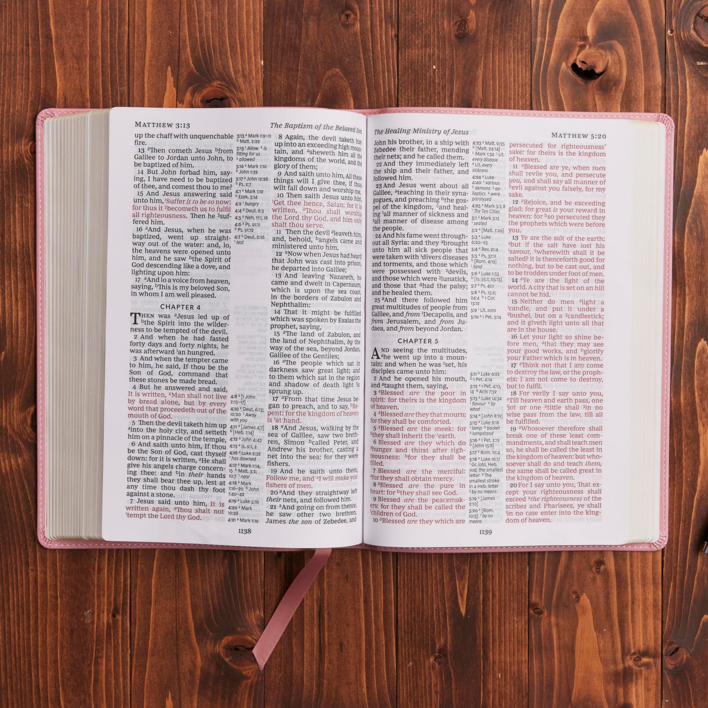 KJV Holy Bible: Large Print with 53,000 Center-Column Cross References, Pink Leathersoft, Red Letter, Comfort Print: King James Version
