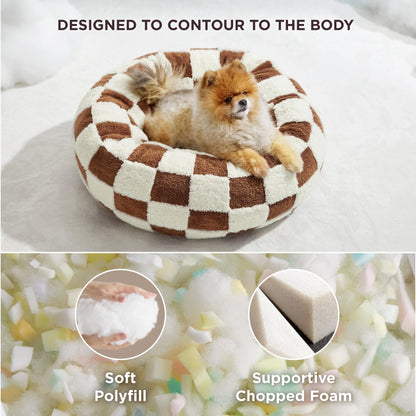 Checkered Donut Dog Bed